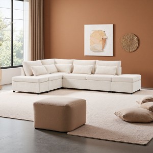 107" Modular L-Shaped Sectional Sofa Bed with Storage & Charger - 1 of 4