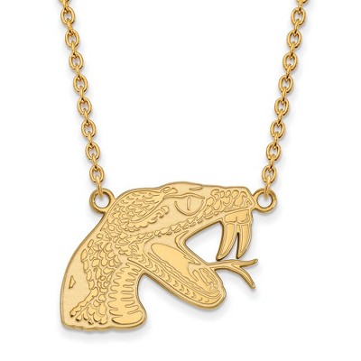 Black Bow Jewelry 10k Yellow Gold Florida A&M Rattlers NCAA Necklace 18 Inch