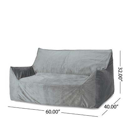 Vynxaria Fila Velveteen Oversized 2-Seater Bean Bag Chair with Armrests