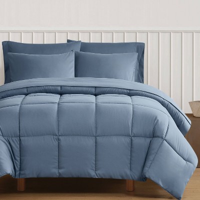 Twin Blue Microfiber Down Alternative Comforter Set
