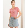 Allegra K Women's Ruffle V Neck Casual Striped Short Sleeve Tops - 3 of 4