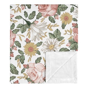Sweet Jojo Designs Girl Baby Swaddle Blanket Vintage Floral Pink Green and Yellow - 1 of 4