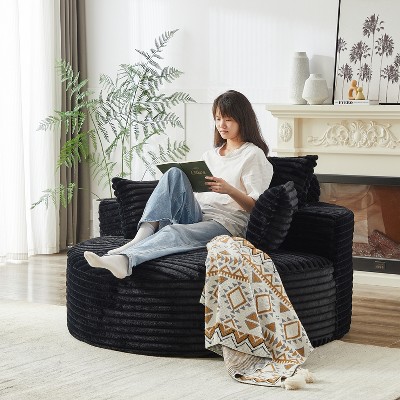 55''W Fluffy Corduroy Sleeper Chair with Pillows, Modern Extra Wide Sofa Chair for Living Room, Bedroom or Lounge - ModernLuxe
