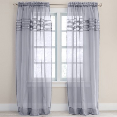 BrylaneHome BH Studio Sheer Voile Pleated Rod-Pocket Panel