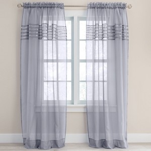 BrylaneHome BH Studio Sheer Voile Pleated Rod-Pocket Panel - 1 of 4