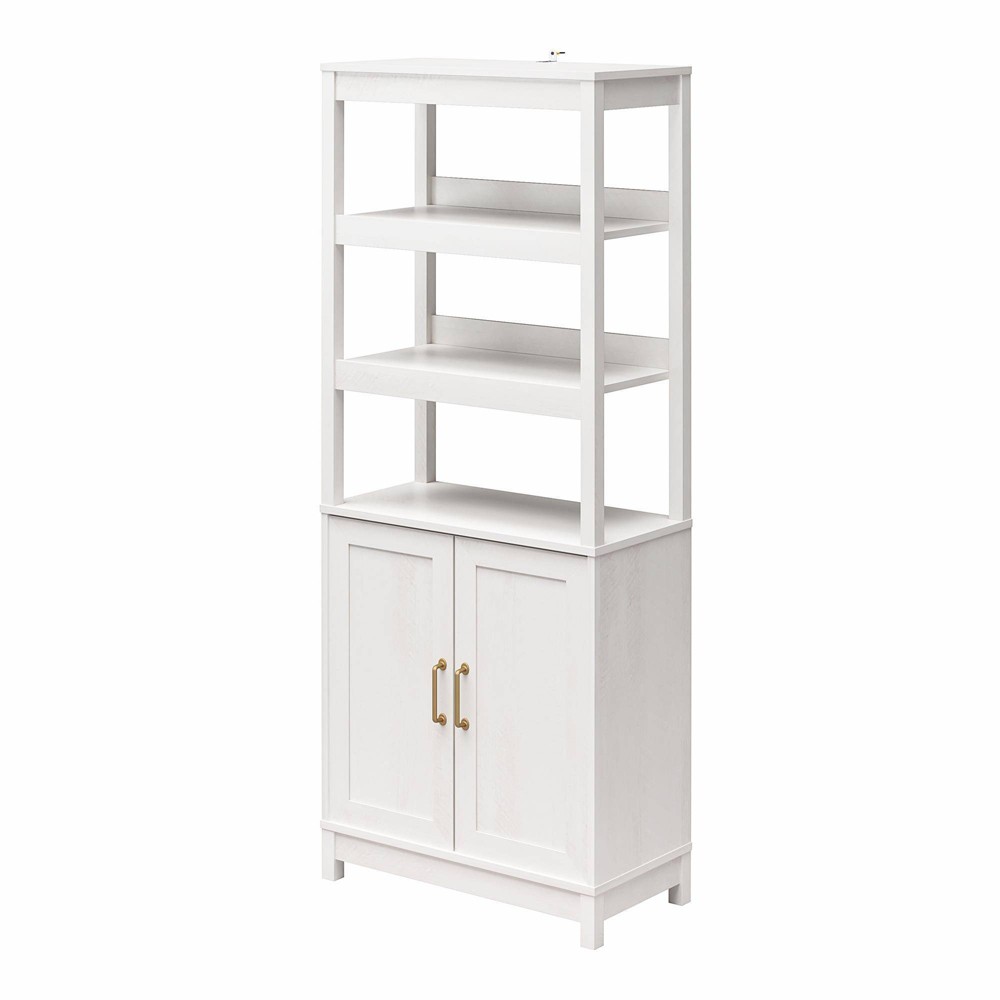 77.13 Tess 2 Door Bookcase with Modular Storage Ivory Oak - Mr. Kate