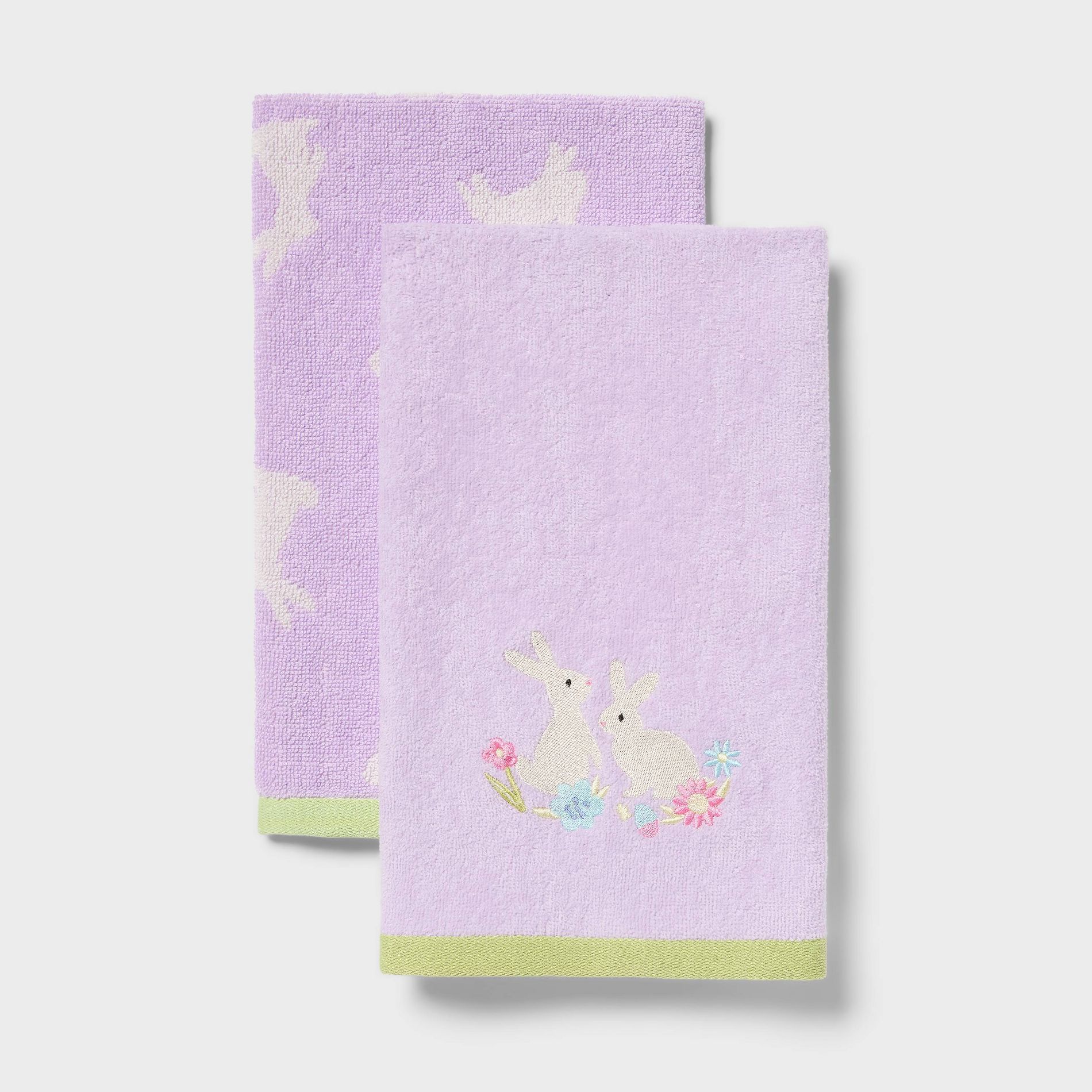 2pk Easter Bunny Hand Towel Set Purple - Room Essentials™