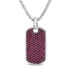 Haus of Brilliance Men's Silver Created Red Ruby Dog Tag Pendant Necklace - 22" Inches - 2 of 4