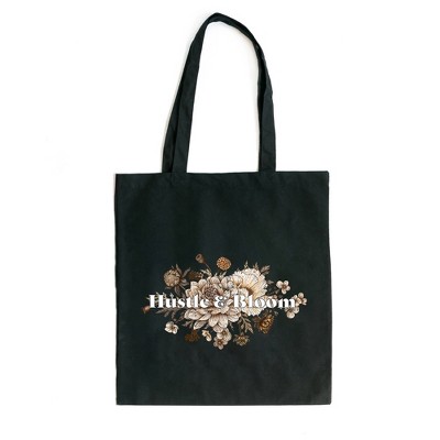 City Creek Prints Hustle And Bloom Canvas Tote Bag - 15x16 - Black