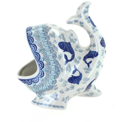 Blue Rose Polish Pottery Summer Fun Fish Sponge Holder