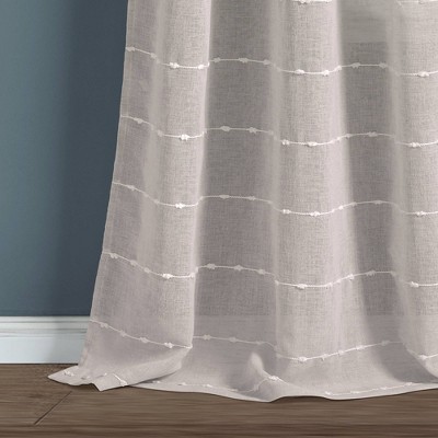Gray Sheer Polyester Grommet Window Curtain Panels, 38" x 84"