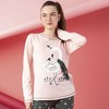 Women’s Junior 2 Piece Pajama Set Long Sleeve Top & Pants Cotton Sleepwear - 4 of 4