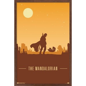 Trends International Star Wars: The Mandalorian - Mando and The Child At Dusk Framed Wall Poster Prints - 1 of 4