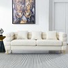 AENKYO 81" Oversized 3-Seater Sofa, Modern Teddy Fabric for Living Room, Comfortable Deep Seating Sleep Sofa, White - 4 of 4