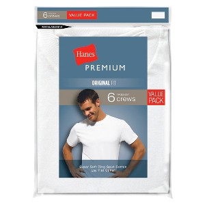 Hanes Premium Men's 6pk Crewneck T-Shirt - White M - 1 of 4