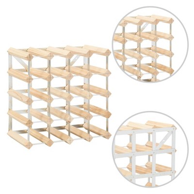 Scandinavian Light Wood and Silver 20-Bottle Wine Rack