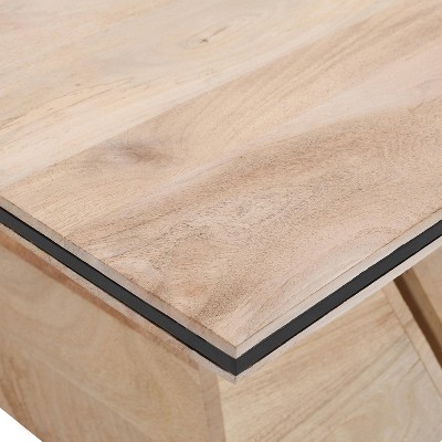 Handcrafted Square Mango Wood and Iron Split Coffee Table