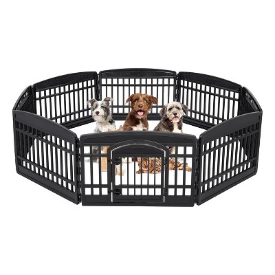 IRIS USA 24-inch Dog Playpen - Pet Exercise Pen with Door - 4 to 8 Panel  Sizes, Black