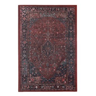 thumbnail image 2 of Distressed Traditional Floral Scroll Area Rug / Runner – Machine Washable, Polyester, Blue Nile Mills 2 of 6