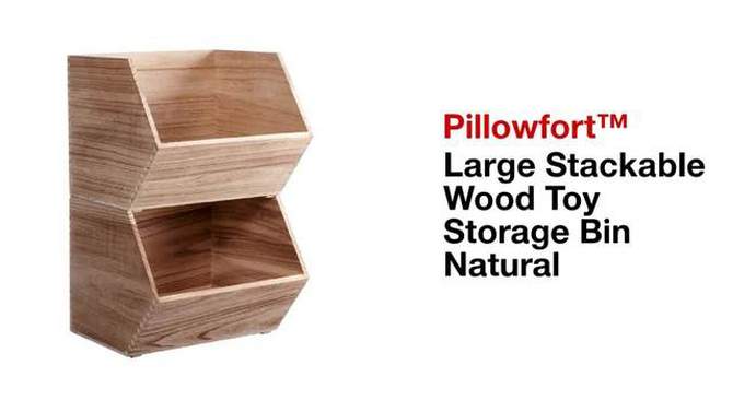 Stackable Wood Kids' Storage Bin Light Brown - Pillowfort™, 2 of 16, play video