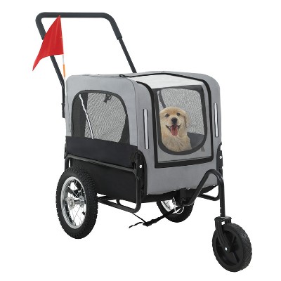FDW 2-in-1 Dog Stroller & Bike Trailer Weatherproof Pet Carrier with Removable Hitch & Spacious Interior Bicycle Trailer Jogger Stroller for Medium and Large Dogs