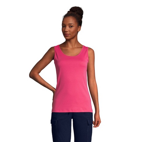 Lands' End Women's Petite Cotton Tank Top - Medium - Hot Pink : Target