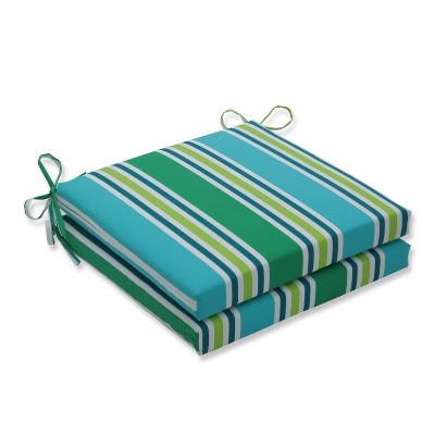 20" x 20" x 3" 2pk Aruba Stripe Squared Corners Outdoor Seat Cushions Blue - Pillow Perfect