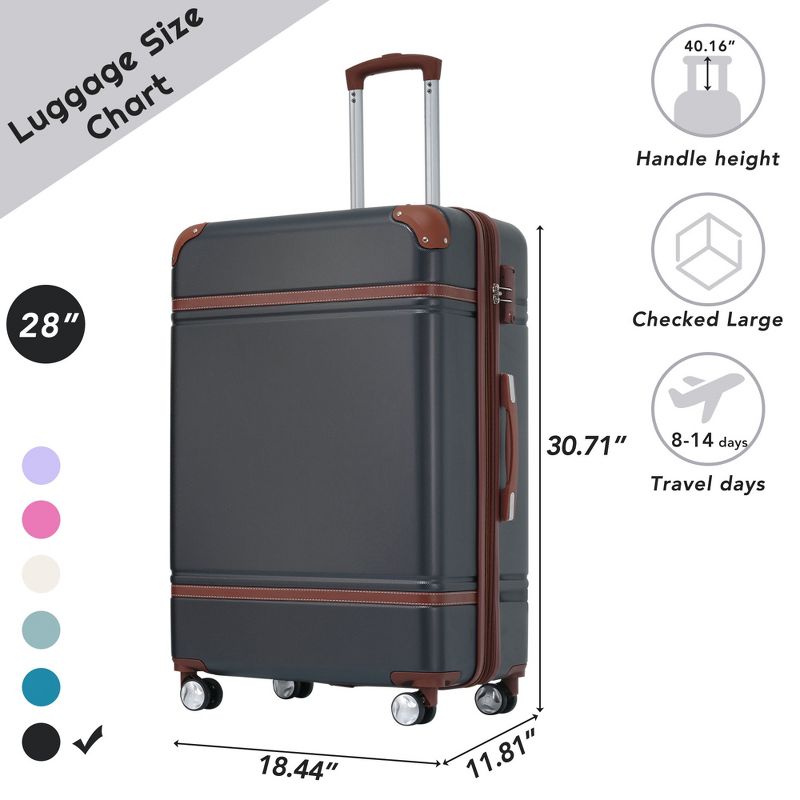 20"/24"/28" Hardshell Luggage, Lightweight Spinner Suitcase with TSA Lock, with/without Cosmetic Case 4M -ModernLuxe, 5 of 14