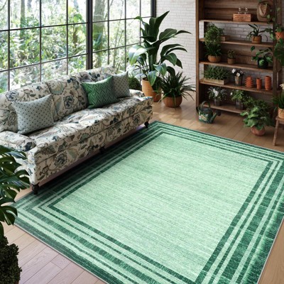 Lahome Loop Border Gradient Style Short Pile Velvet Rectangular Indoor Area Rug