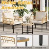 Acekool 3-Piece Wicker Patio Bistro Set with Glass Top Side Table and Cushioned Rattan Chairs for Outdoor Balcony, Porch, Backyard – Beige - 4 of 4