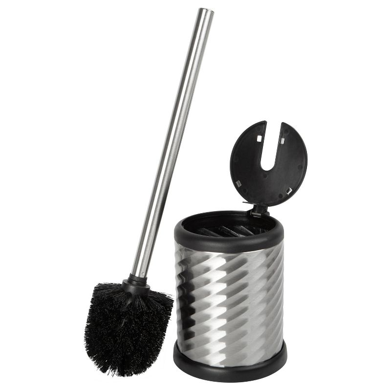 Toilet Brush with Closing Lid Silver - Bath Bliss, 1 of 4