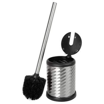 Toilet Brush with Closing Lid Silver - Bath Bliss