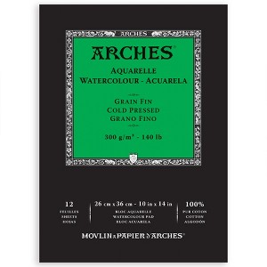 Arches Aquarelle Watercolor Paper Pad, Cold Press, Natural White, 140 ...