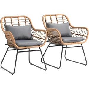 SUGOLD Patio Chairs Set of 2, Outdoor Rattan Dining Chairs with Heavy-Duty Iron Frame, All-Weather PE Wicker for Lawn, Garden, Poolside, Porch, Gray - 1 of 1