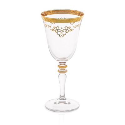 Classic Touch Set of 6 Water Glasses with Rich Gold Design