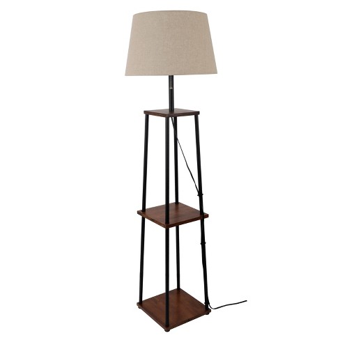 Shelves Black Brown Decor Therapy, Black Floor Lamp With Shelves Uk