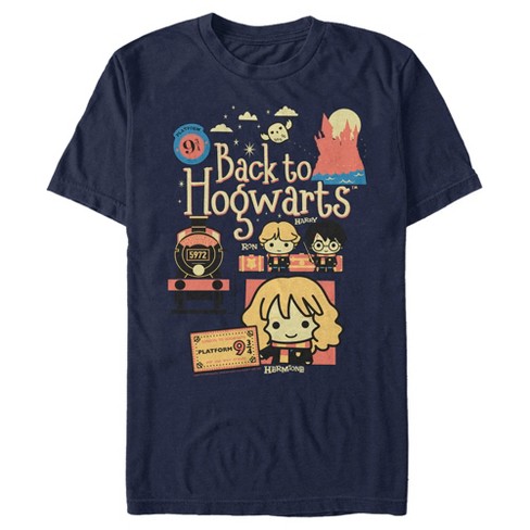 Men s Harry Potter Back to Hogwarts Cartoon T Shirt Navy Blue 2X Large