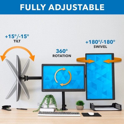 Black Adjustable Triple Monitor Desk Mount with Steel and Aluminum Arms