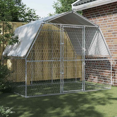 vidaXL Dog Cage Silver Galvanized steel, Polyethylene Ample activity room