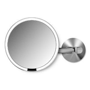 simplehuman 8" Wall Mount Sensor Makeup Mirror, 5x Magnification, Brushed Stainless Steel - 1 of 4