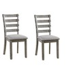 Royal Hampton Side Dining Chair Set of 2, Ladder Backrest, Solid Wood, Gray Fabric - 2 of 4