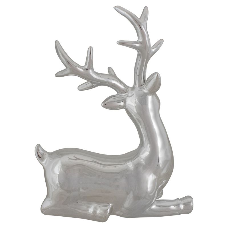 Northlight 10" Metallic Silver Sitting Reindeer Christmas Tabletop Decor, 4 of 5