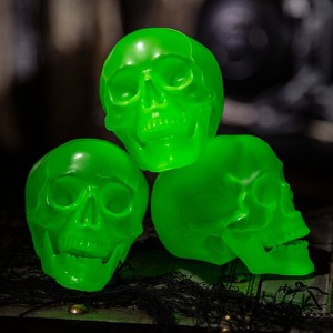 Glow-in-the-Dark Skulls Halloween Decoration - Set of 3 - 1 of 2