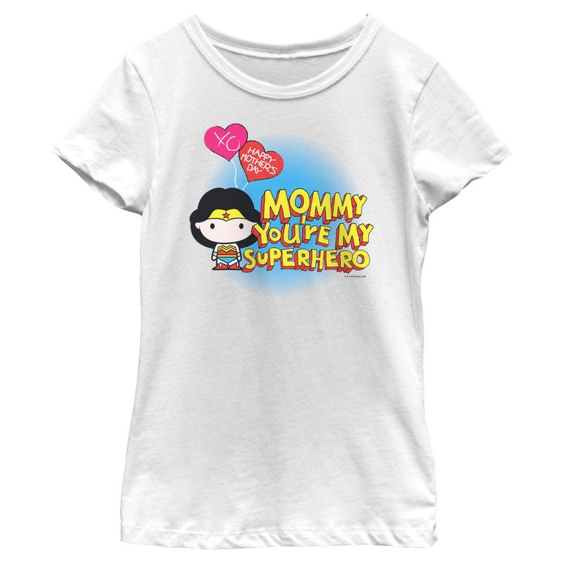Girl's Wonder Woman Mommy Superhero T-Shirt, 1 of 5