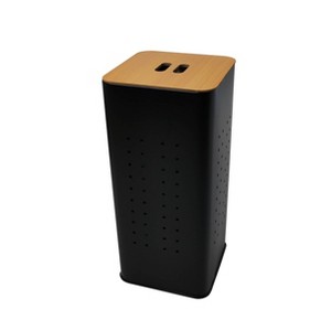 Household Essentials Square Steel Hamper Black: Tall Clothes Hamper with Lid, 71L Capacity, No Assembly Required - 1 of 4