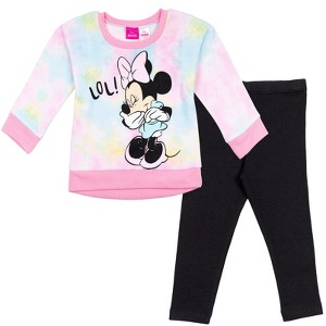 Disney Minnie Mouse Baby Girls Pullover Fleece Sweatshirt and Leggings Outfit Set Toddler - 1 of 4