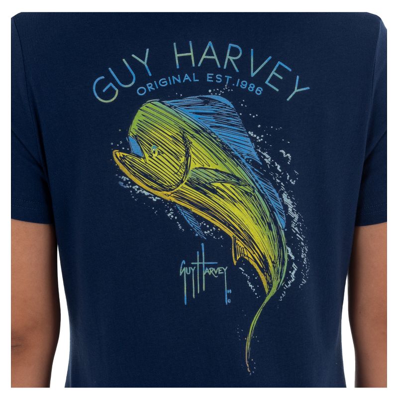 Guy Harvey Ladies Mahi Scribble Short Sleeve V-Neck T-Shirt, 1 of 5