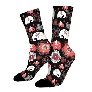 Elephants Women Printed Crew Socks Funny Funky Socks Soft Polyester Novelty Gifts for Artists Men - 1 of 1
