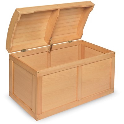 Natural Wood Barrel Top Toy Chest with Safety Hinge