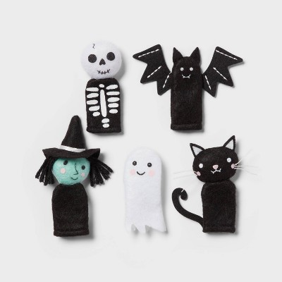 5ct Halloween Felt Finger Puppets - Spritz™: Felted Party Favors, Black Cats & Bats, Ghosts & Ghouls, Ages 3+